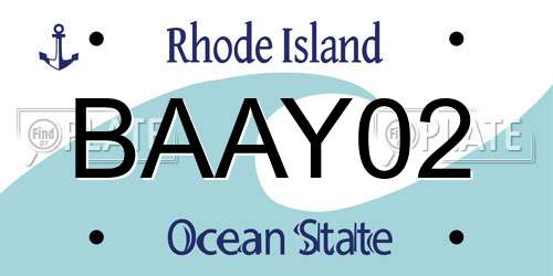 BAAY02 Rhode Island License Plate