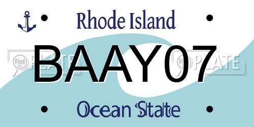 BAAY07 Rhode Island License Plate