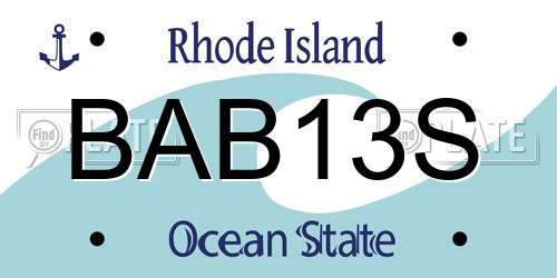 BAB13S Rhode Island License Plate