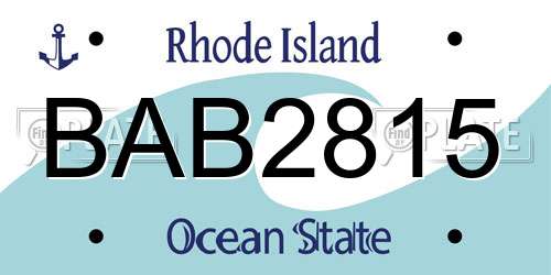 BAB2815 Rhode Island License Plate