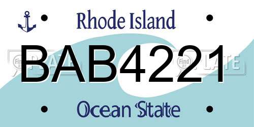 BAB4221 Rhode Island License Plate