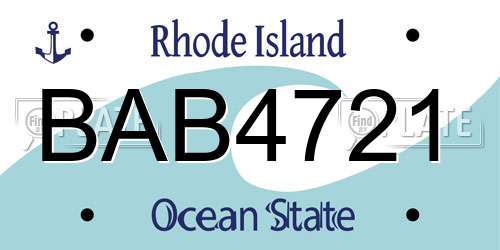 BAB4721 Rhode Island License Plate