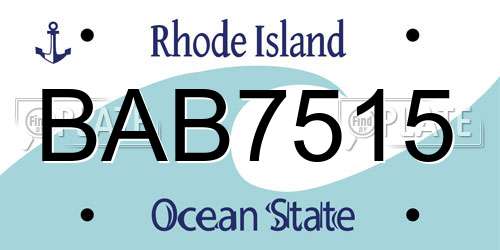 BAB7515 Rhode Island License Plate
