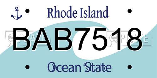 BAB7518 Rhode Island License Plate