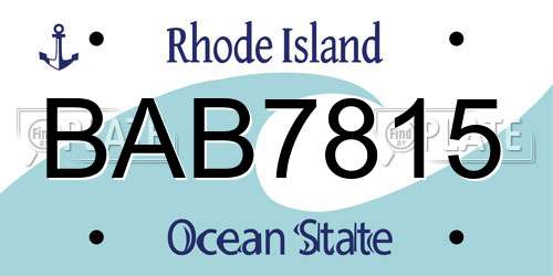 BAB7815 Rhode Island License Plate