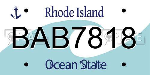 BAB7818 Rhode Island License Plate