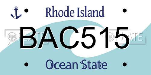 BAC515 Rhode Island License Plate