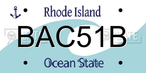 BAC51B Rhode Island License Plate