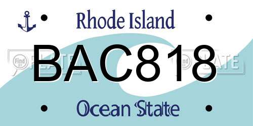 BAC818 Rhode Island License Plate