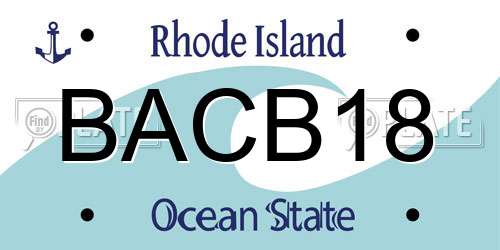BACB18 Rhode Island License Plate