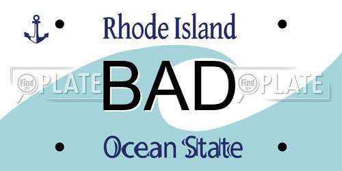 BAD Rhode Island License Plate