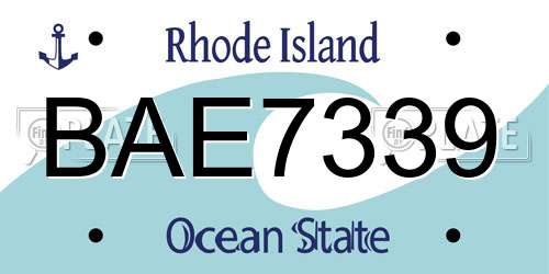 BAE7339 Rhode Island License Plate