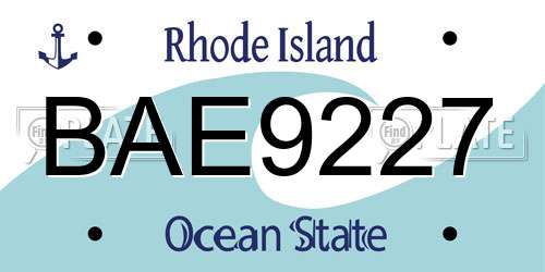BAE9227 Rhode Island License Plate