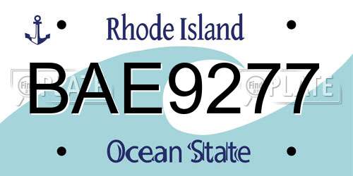 BAE9277 Rhode Island License Plate