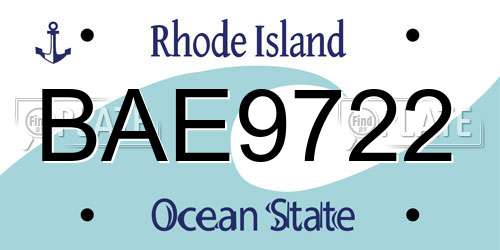 BAE9722 Rhode Island License Plate