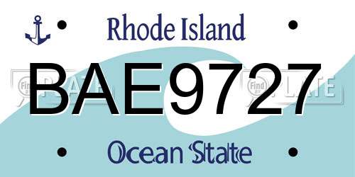BAE9727 Rhode Island License Plate