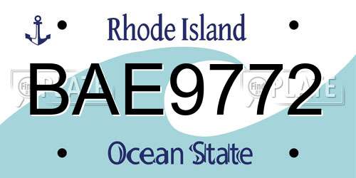 BAE9772 Rhode Island License Plate