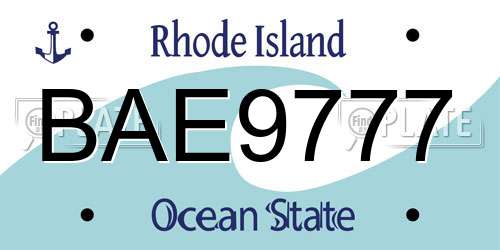 BAE9777 Rhode Island License Plate