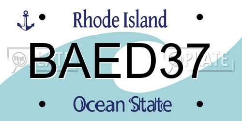 BAED37 Rhode Island License Plate