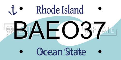 BAEO37 Rhode Island License Plate