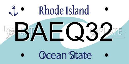 BAEQ32 Rhode Island License Plate