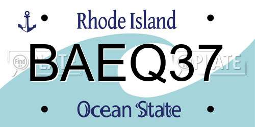 BAEQ37 Rhode Island License Plate