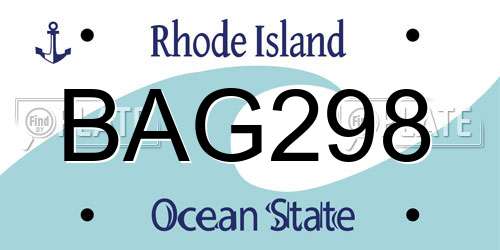 BAG298 Rhode Island License Plate