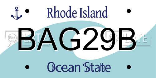 BAG29B Rhode Island License Plate