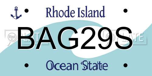 BAG29S Rhode Island License Plate