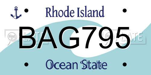 BAG795 Rhode Island License Plate