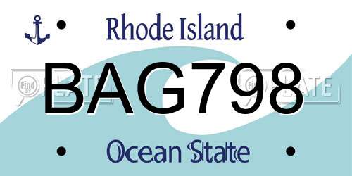 BAG798 Rhode Island License Plate