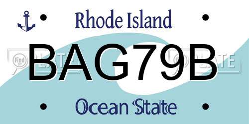 BAG79B Rhode Island License Plate