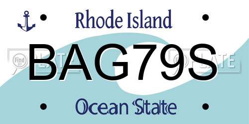 BAG79S Rhode Island License Plate