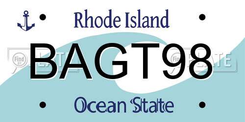 BAGT98 Rhode Island License Plate