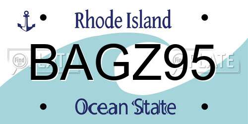 BAGZ95 Rhode Island License Plate
