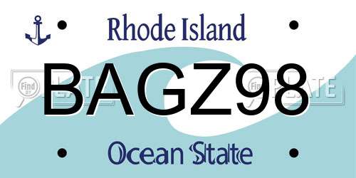 BAGZ98 Rhode Island License Plate