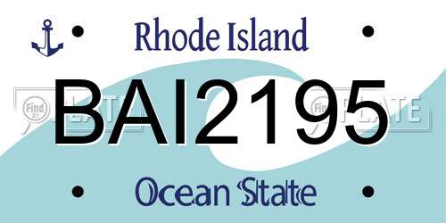 BAI2195 Rhode Island License Plate