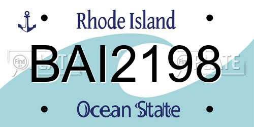BAI2198 Rhode Island License Plate