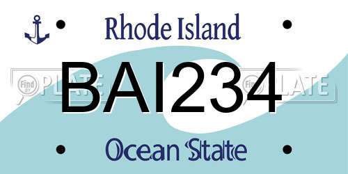 BAI234 Rhode Island License Plate