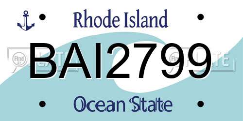 BAI2799 Rhode Island License Plate
