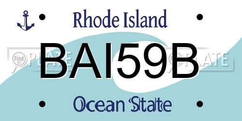 BAI59B Rhode Island License Plate