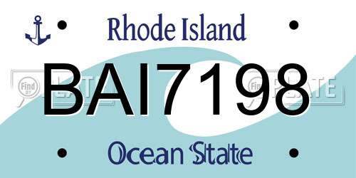 BAI7198 Rhode Island License Plate