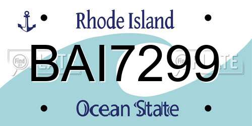 BAI7299 Rhode Island License Plate