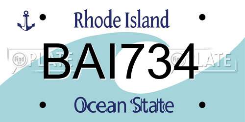 BAI734 Rhode Island License Plate