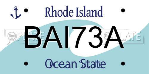 BAI73A Rhode Island License Plate