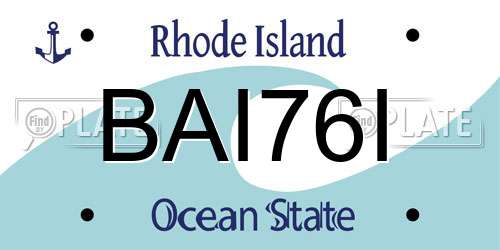 BAI76I Rhode Island License Plate