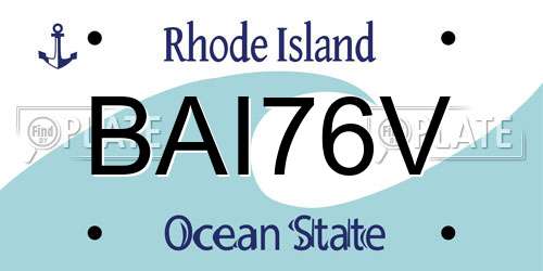 BAI76V Rhode Island License Plate