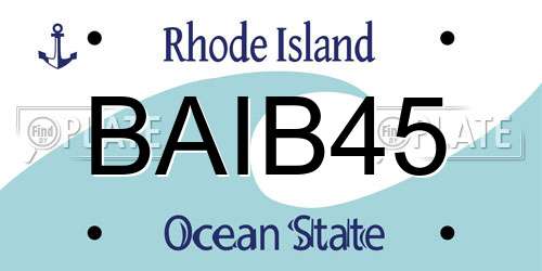 BAIB45 Rhode Island License Plate
