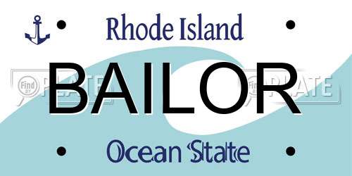 BAILOR Rhode Island License Plate