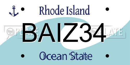 BAIZ34 Rhode Island License Plate
